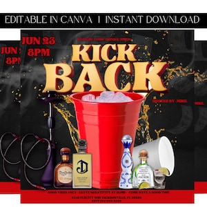Kickback Template, House Party, Night Party, Party Flyer, Event Flyer, Premade Template