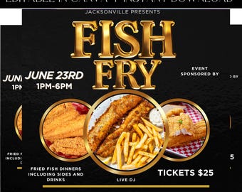 Food Flyer, Fish Fry Flyer, Chef Flyer, Cooking Event, Fundraiser Flyer, Event Flyer, Food Truck Flyer, Premade Template