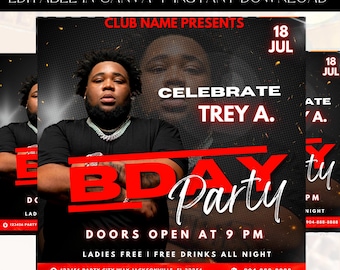 Club Flyer, Birthday Invitation, Birthday Party Invitation, Party Invite Flyer, Bday Flyer, Premade Template