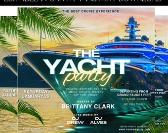 Yacht Party, Boat Party, Cruise Party, Event Party, Premade Template, Party Flyer
