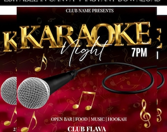 Karaoke Night Flyer, Party Flyer, Nightclub Party Flyer, Karaoke Night Invite, DJ Party Invite, Premade Template