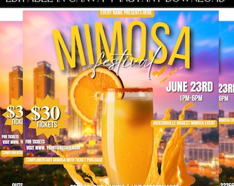 Mimosas Festival Flyer, Bottomless Mimosas, Party Flyer, Event Flyer, Festival Flyer, Brunch Flyer, Premade Template