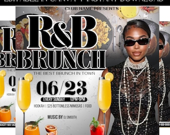 Brunch Flyer, Sunday Brunch Flyer, Brunch Invitation Flyer, Club Flyer, Event Flyer, Brunch Party, Sunday Funday, Premade Template