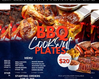 Food Flyer, BBQ Flyer, Cookout Flyer, Chef Flyer, Cooking Event, Fundraiser Flyer, Event Flyer, Food Truck Flyer, Premade Template