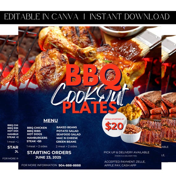 Food Flyer, BBQ Flyer, Cookout Flyer, Chef Flyer, Cooking Event, Fundraiser Flyer, Event Flyer, Food Truck Flyer, Premade Template