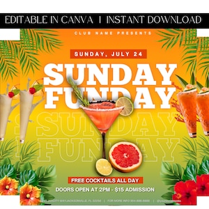 Sunday Funday Party Flyer, Day Party, Club Flyer, Party Flyer, Event Flyer, Birthday Party Flyer, Premade Template