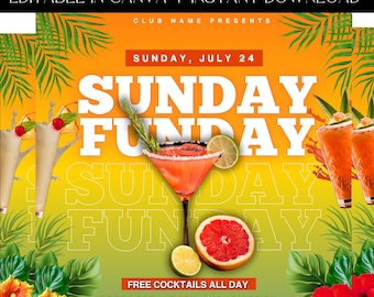 Sunday Funday Party Flyer, Day Party, Club Flyer, Party Flyer, Event Flyer, Birthday Party Flyer, Premade Template