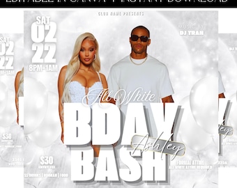 All White Affair, Club Flyer, Birthday Invitation, Party Invite Flyer, Bday Flyer , Event Flyer, All White Party, Premade Template