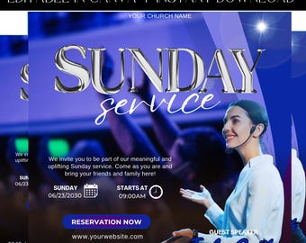 Church Flyer, Church Events Flyer, Sunday Service Flyer, Prayer Flyer, Worship Flyer, Pastor Flyer, Bible Study, Premade Template