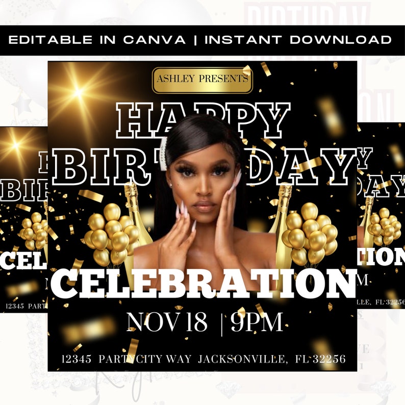 Birthday Flyer Birthday Girl Invitation Birthday Party Etsy