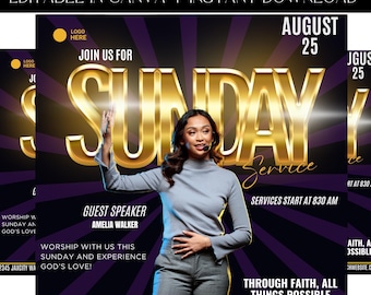 Church Flyer, Church Events Flyer, Sunday Service Flyer, Prayer Flyer, Worship Flyer, Pastor Flyer, Bible Study, Premade Template