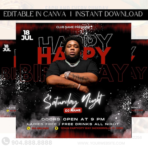 Club Flyer, Birthday Invitation, Birthday Party Invitation, Party Invite Flyer, Bday Flyer, Event Flyer, Premade Template