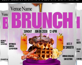 Brunch Flyer, Sunday Brunch Flyer, Brunch Invitation Flyer, Club Flyer, Event Flyer, Brunch Party, Sunday Funday, Premade Template