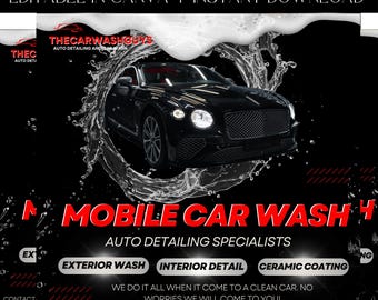 Car Detailing Flyer, Car Wash Flyer, Automotive Detailing Services, Automotive Service, Mobile Car Detailing, Premade Templates, DIY Flyer