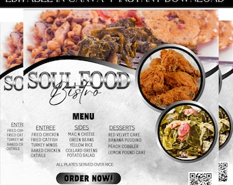 Food Flyer, Soul Food Flyer, Bistro Flyer, Chef Flyer, Cooking Event, Fundraiser Flyer, Event Flyer, Food Truck Flyer, Premade Template