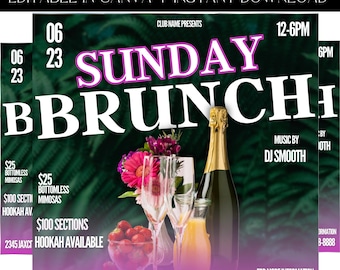 Brunch Flyer, Sunday Brunch Flyer, Brunch Invitation Flyer, Club Flyer, Event Flyer, Brunch Party, Sunday Funday, Premade Template
