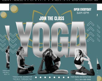Yoga Class Flyer, Yoga Instructor Flyer, Mental Practices, Fitness Flyer, Premade Template