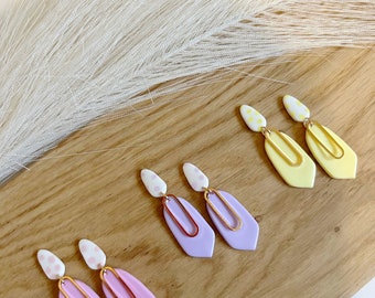Polymer clay earrings / Pastel earrings / Polka dot earrings / Handmade earrings / Statement earrings / Spring earrings / pastel pink