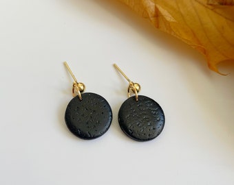 Clay earrings handmade / Earrings for her / Black earrings dangle