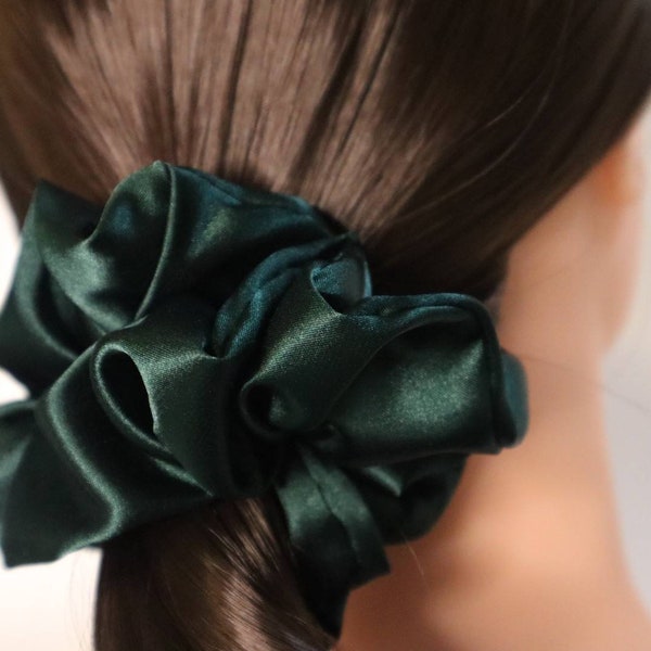 Forest Green Satin Scrunchie | Large