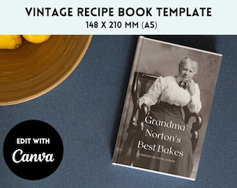 Vintage Family Recipe Book Template | A5 Cookbook (Canva)