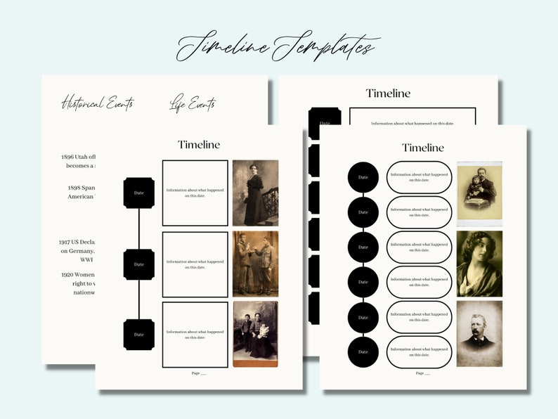 Genealogy Book Template 8.5x11 Life History Scrapbook Ancestry Book Template Instant Edit Download Canva Family History Workbook image 3