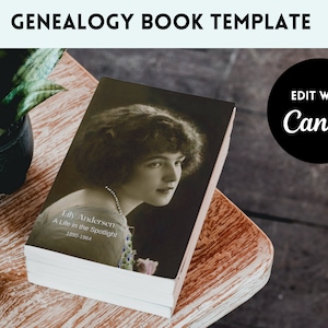 Genealogy Book Template 8.5x11 Life History Scrapbook Ancestry Book Template Instant Edit Download Canva Family History Workbook image 1