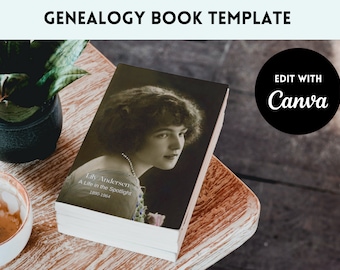 Genealogy Book Template | Family History Scrapbook (Canva Edit, Digital Download)