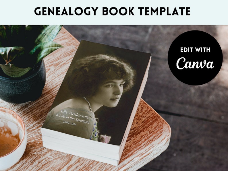 Genealogy Book Template 8.5x11 Life History Scrapbook Ancestry Book Template Instant Edit Download Canva Family History Workbook image 1