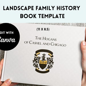 Genealogy Book Template | 11x8.5 | Life History Scrapbook | Landscape Book Template | Instant Edit Download | Canva  Family History Workbook