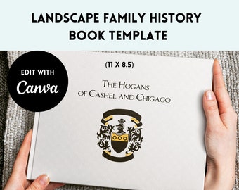 Genealogy Book Template | 11x8.5 | Life History Scrapbook | Landscape Book Template | Instant Edit Download | Canva  Family History Workbook