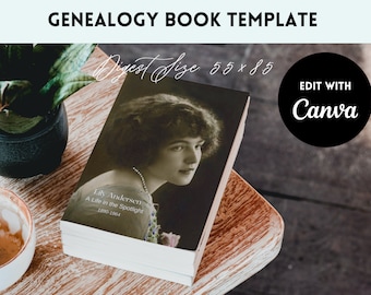Genealogy Book Template | 5.5x8.5 | Life History Scrapbook | Ancestry Book Template | Instant Edit Download | Canva Family History Workbook