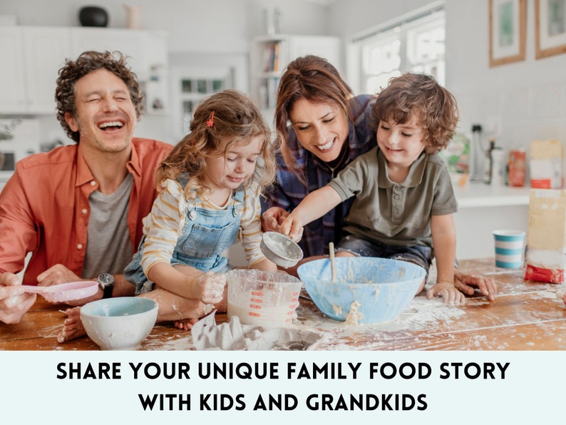 Puede incluir: Una familia de cuatro, incluyendo dos ni&ntilde;os, se re&uacute;ne alrededor de una mesa de cocina cubierta de harina, horneando juntos. Los ni&ntilde;os a&ntilde;aden con entusiasmo ingredientes a los tazones, mientras que los adultos sonr&iacute;en y supervisan. La imagen captura la alegr&iacute;a y el desorden de la reposter&iacute;a familiar.