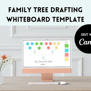 Family Tree Template | Canva Whiteboard Template | DNA Connections | Ancestry Research | Genealogy | Family History | 4 Generations