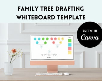 Family Tree Template | Canva Whiteboard Template | DNA Connections | Ancestry Research | Genealogy | Family History | 4 Generations