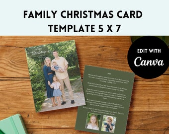 5 x 7 Christmas Card Template | Canva Template | Address Label Template | Easy Christmas Card Making | Family Memory Keeping | Greeting Card