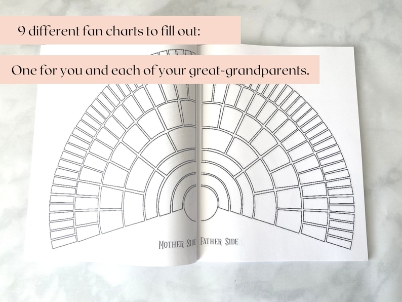 Genealogy Workbook Family History Worksheets Fillable Fan Chart Genealogy Journal Ancestry Template Family Tree Pedigree Chart image 4