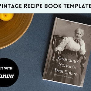 Modèle de livre de recettes | Modifiable | Modèle de livre d'histoire familiale | Cadeau souvenir | Livre de recettes | Toile | Livre de souvenirs de famille | millésime