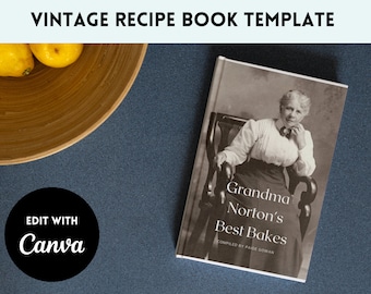 Plantilla de libro de recetas familiares vintage/Libro de cocina editable, Canva