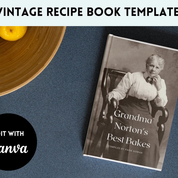 Recipe Book Template | Editable | Family History Book Template | Keepsake GIft | Cookbook | Canva | Family Memory Book | Vintage
