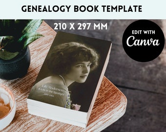 Family History Book Template | Genealogy Scrapbook, Canva (A4, Instant Download)