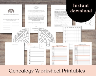 Genealogy Forms | Family History Fan Chart & Timeline (Instant Download)