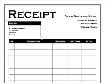 Receipt Template 2 Printable Editable Customizable Microsoft Receipt Template 2 Printable Editable Customizable Microsoft