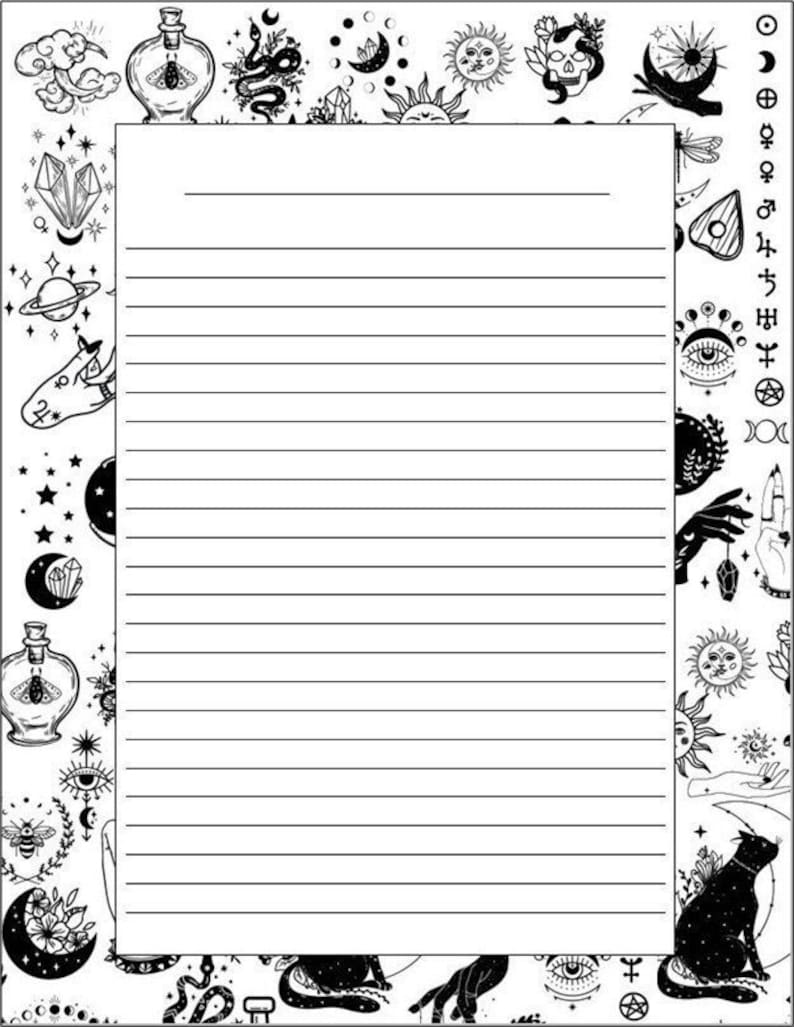 Blank Customizable List Template Occult Witchy Halloween Black Cat ...