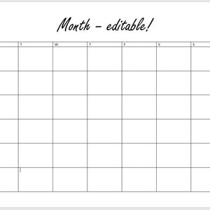 Basic Calendar Month Microsoft Word Template Editable Customizable - Etsy