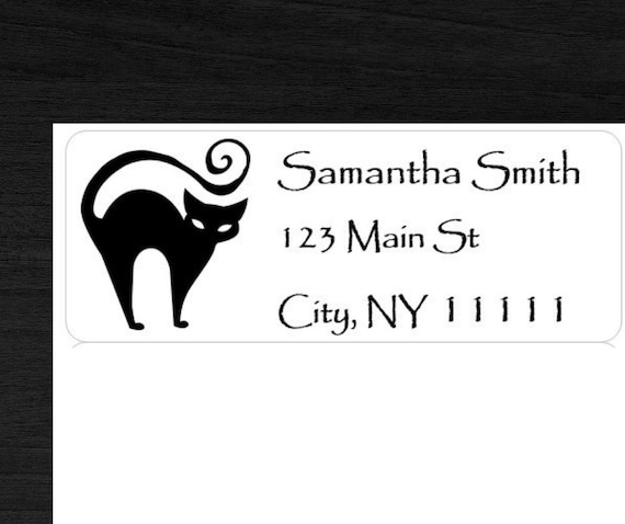 Black Cat Address Return Labels Word Template Avery 5160 - Etsy