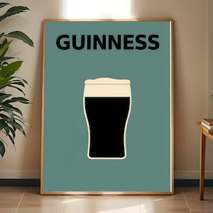 Guinness Pint Print, Irish Pub Wall Art, Stout Beer Poster, Home Bar Decor, Irish Gift for Him, Mancave Kitchen A4 A3 A2 image 2