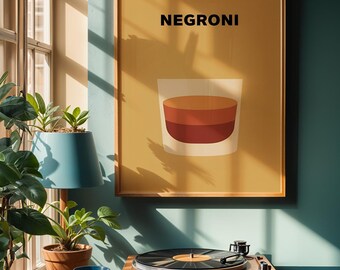 Negroni Print, Home Bar Wall Art, Italian Aperitivo Poster, Negroni Lover Gift, Mancave Kitchen Decor A4 A3 A2