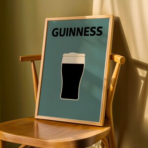 Guinness Pint Print, Irish Pub Wall Art, Stout Beer Poster, Home Bar Decor, Irish Gift for Him, Mancave Kitchen A4 A3 A2 image 5