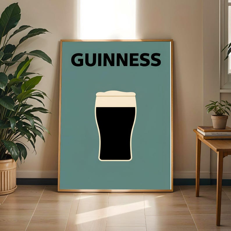 Guinness Pint Print, Irish Pub Wall Art, Stout Beer Poster, Home Bar Decor, Irish Gift for Him, Mancave Kitchen A4 A3 A2 image 2